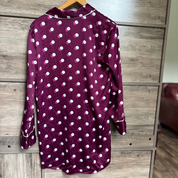 Victoria's Secret Satin Button Down Pajama Shirt Dress women sz M preworn - Picture 11 of 12